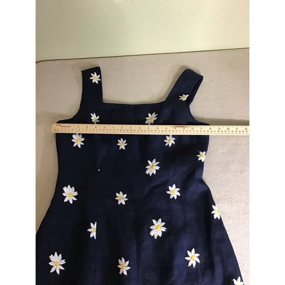 Women Vintage 90’s Sheath Dress Santa Fe Daisy Embroidered Lined Dress Sz10 Blue - Picture 7 of 11